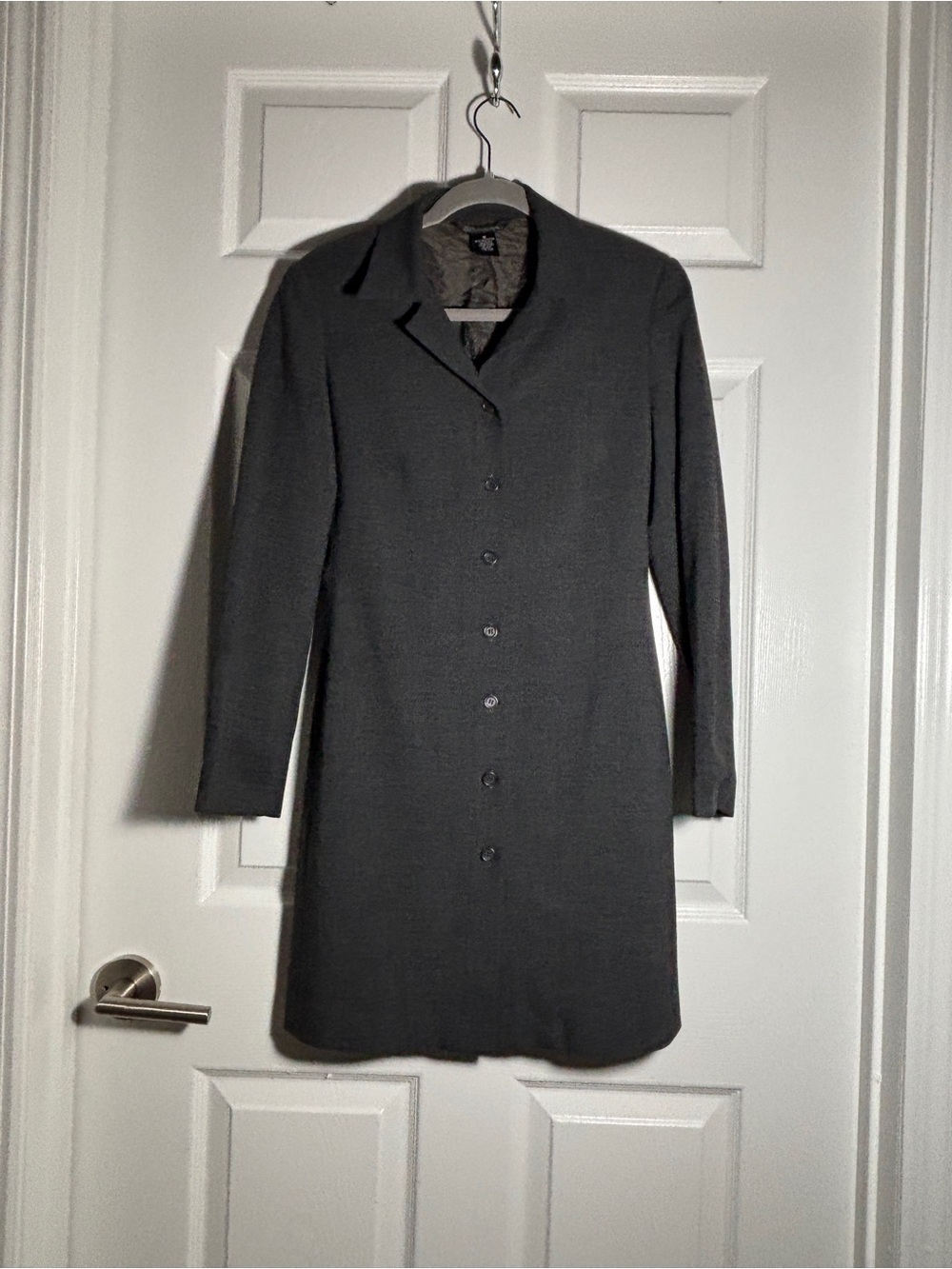 Vintage Guess Collection Gray Button Down Shirt Dress Blazer Shoulder Pad Size 0